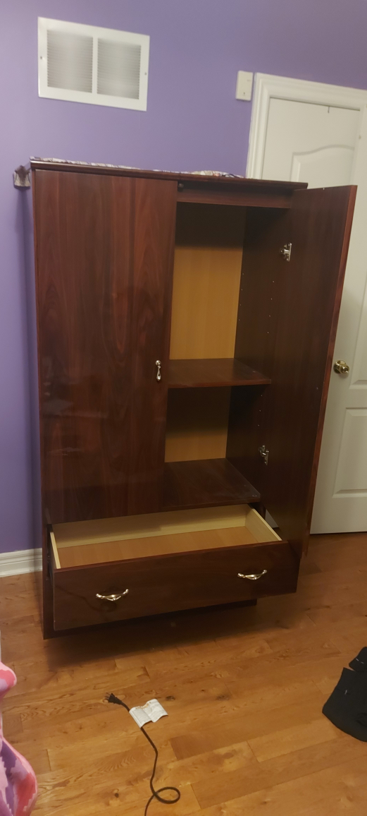 Dark Wood Armoire with Two Doors and Two Drawers - photo 2