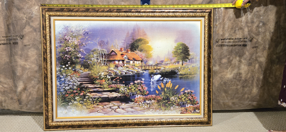 Framed Cottage Landscape Painting
