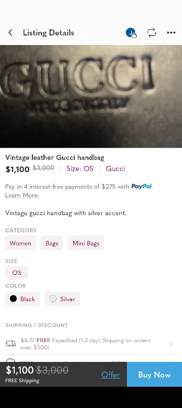 Authentic Gucci Black Leather Handbag image indicator(9)