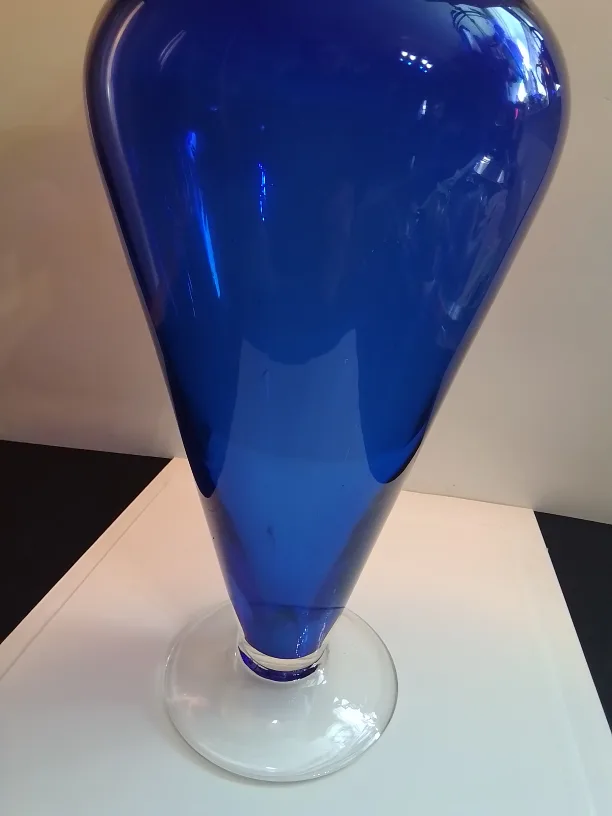 Vintage Art Deco Handmade Cobalt Blue Glass Vase image indicator(6)