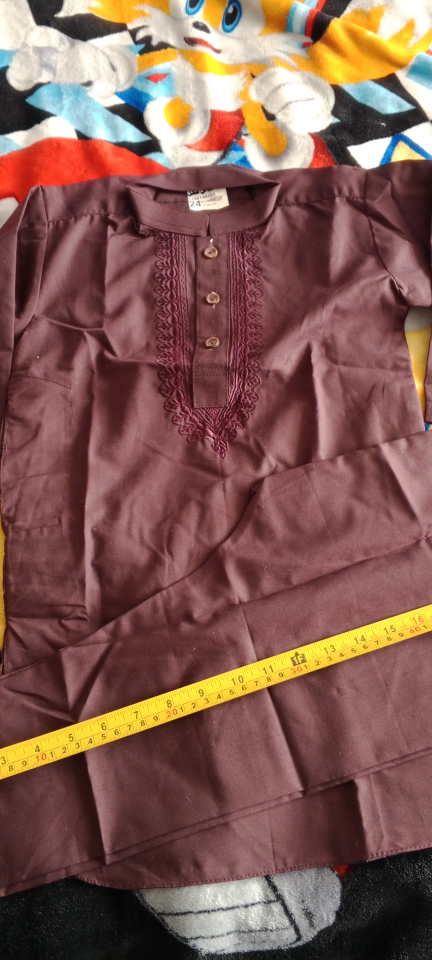 Kids Maroon Shalwar Kameez Set - Size 24
