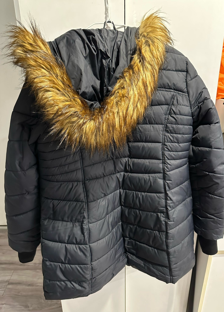 Canada Weathergear Black Puffer Jacket with Faux Fur Hood