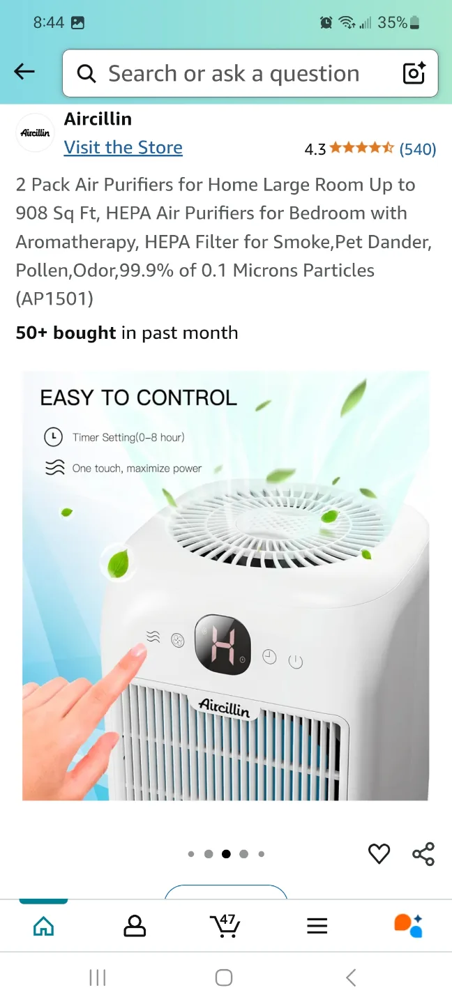 2-Pack Aircillin AP1501 Air Purifiers brand new image indicator(4)