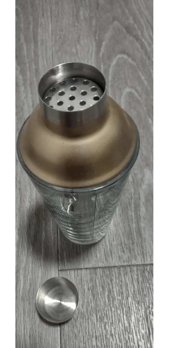 (NEW)BLKSMITH  Glass Cocktail Shaker with Gold Lid & Recipes image indicator(6)