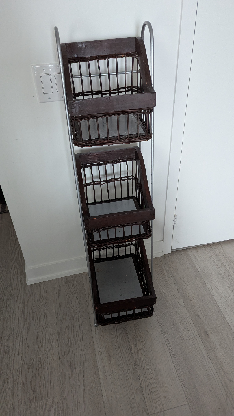 Three-Tier Wicker Basket Organizer