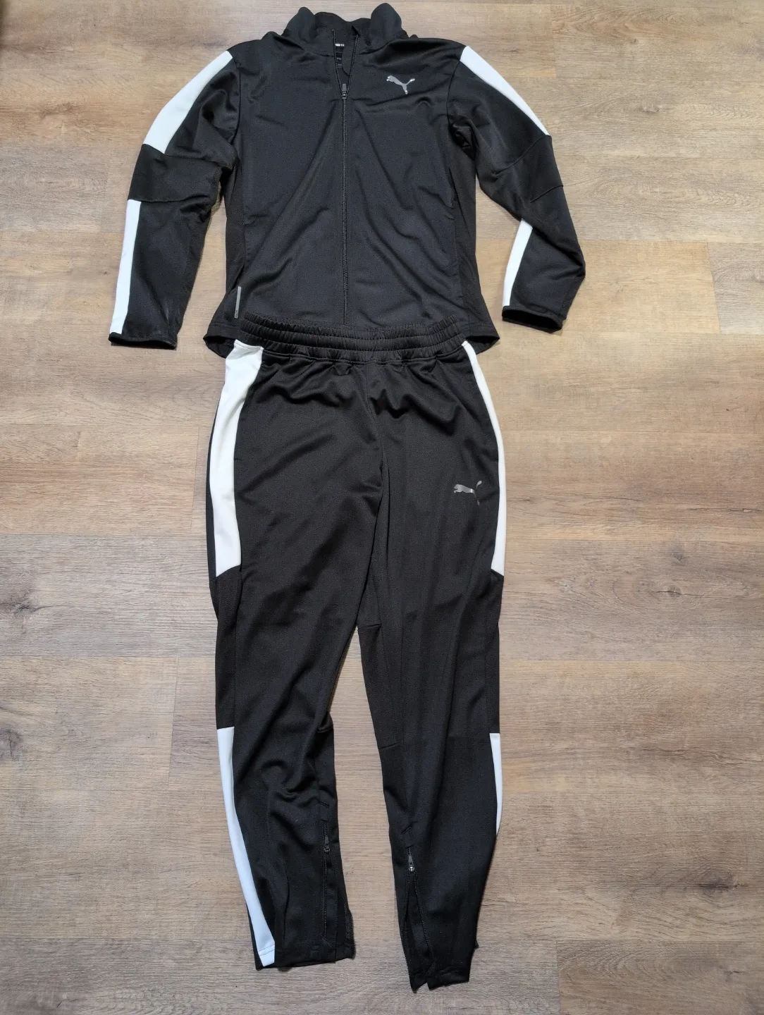 Puma Training Tracksuit - Black with White Accents thumbnail
