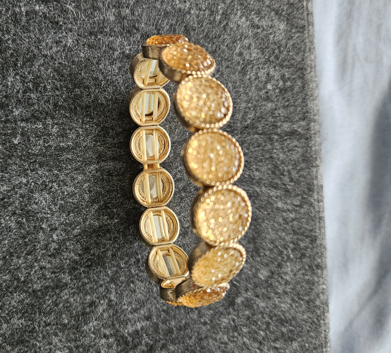 Set of 2 Gold Tone Stretch Bracelet with Amber-Colored Stones - photo 4