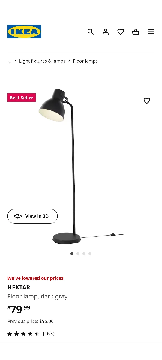 Pair of IKEA HEKTAR Floor Lamps - Dark Grey 💚 image indicator(2)
