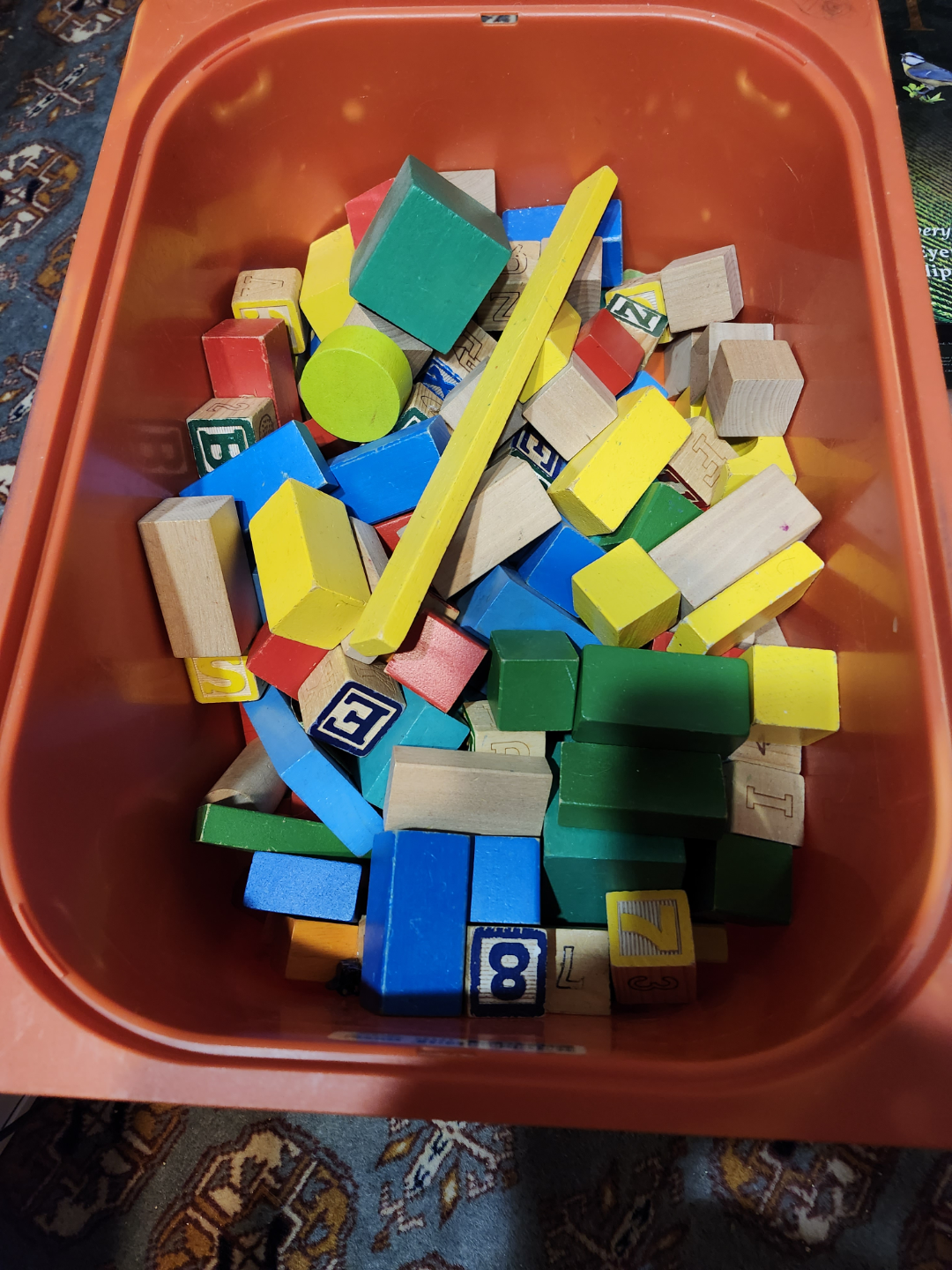 Large bin of Wooden Blocks