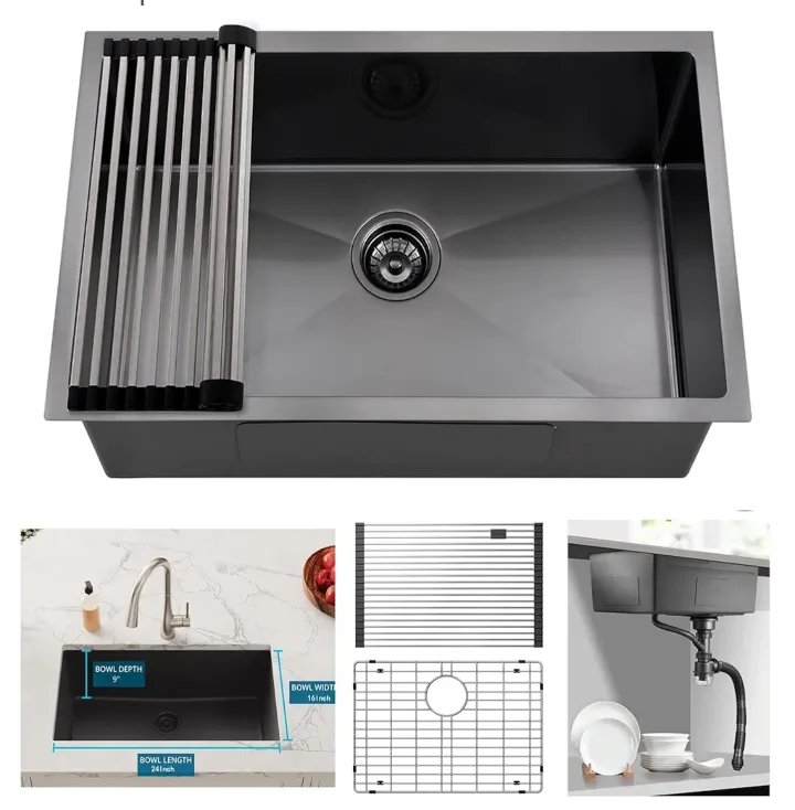 KIAMATES 24x18x9 inch Undermount Kitchen Sink image indicator(3)