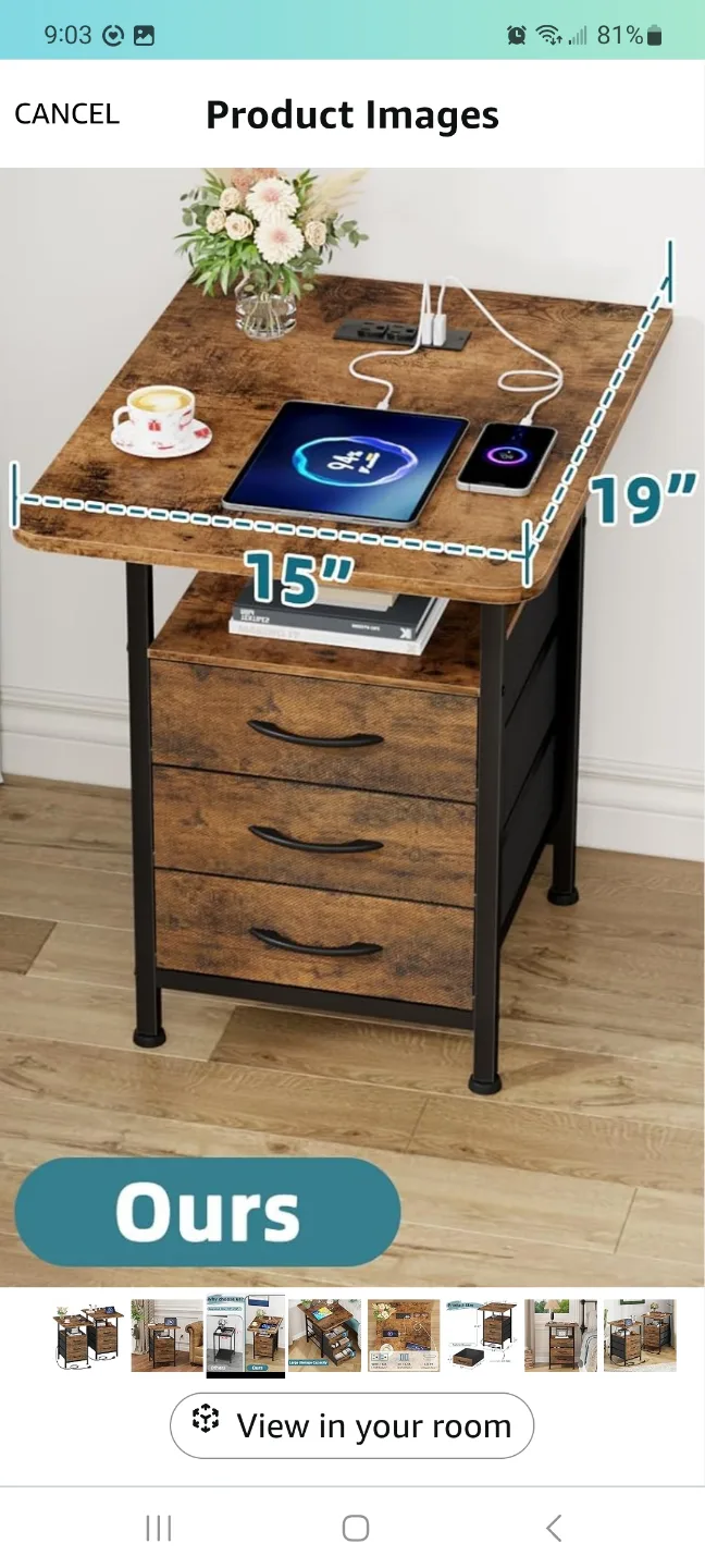 GYIIYUO Nightstand 2 pack with USB and Outlets brand new image indicator(2)