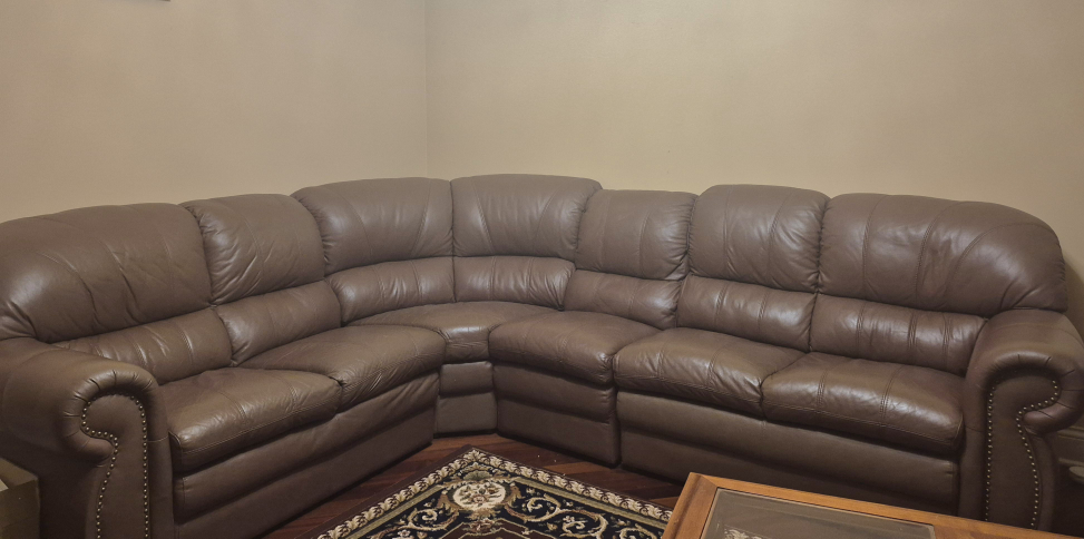 Brown Leather Sectional Sofa - photo 2