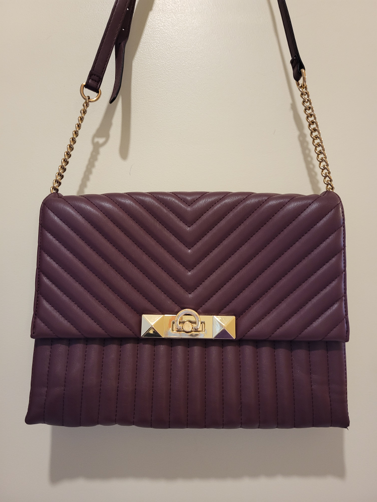 Burgundy Quilted Shoulder Bag