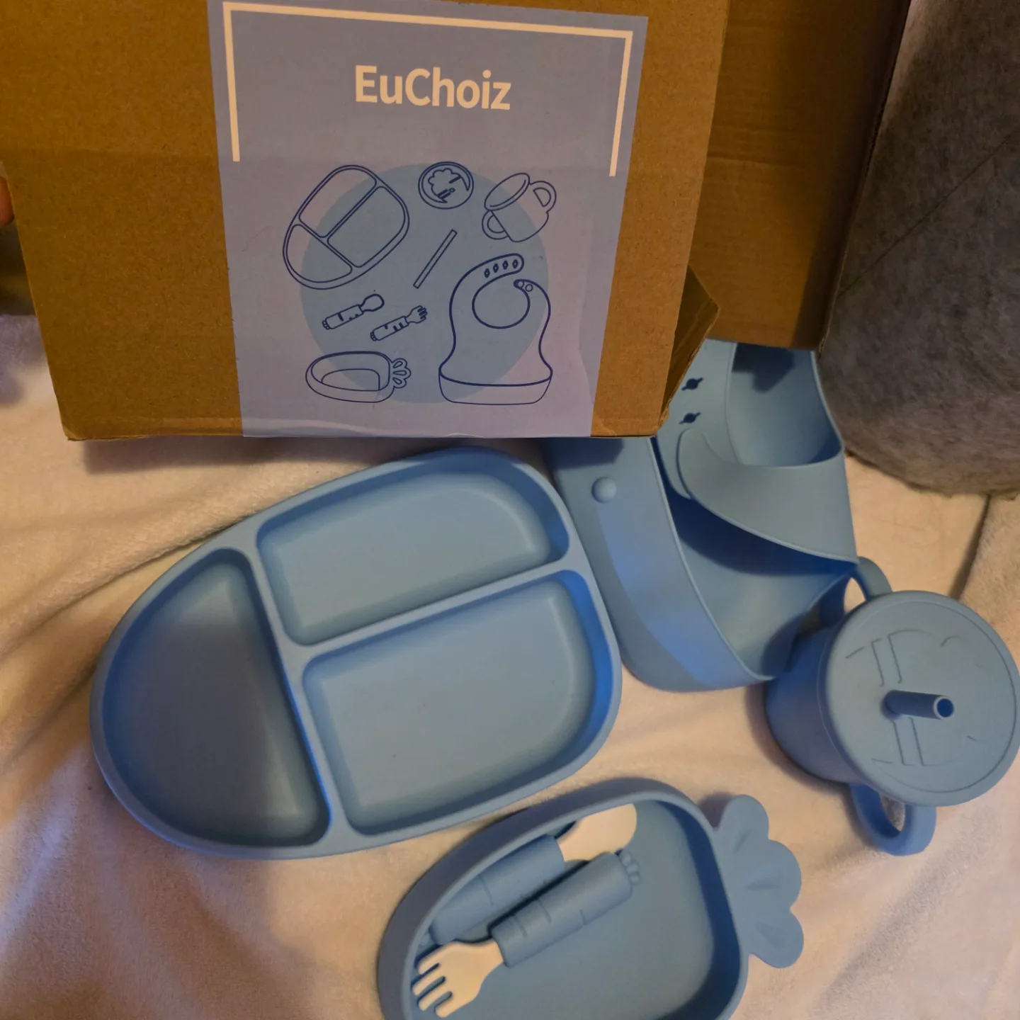 EuChoiz Baby Silicone Feeding Set - Blue image indicator(2)
