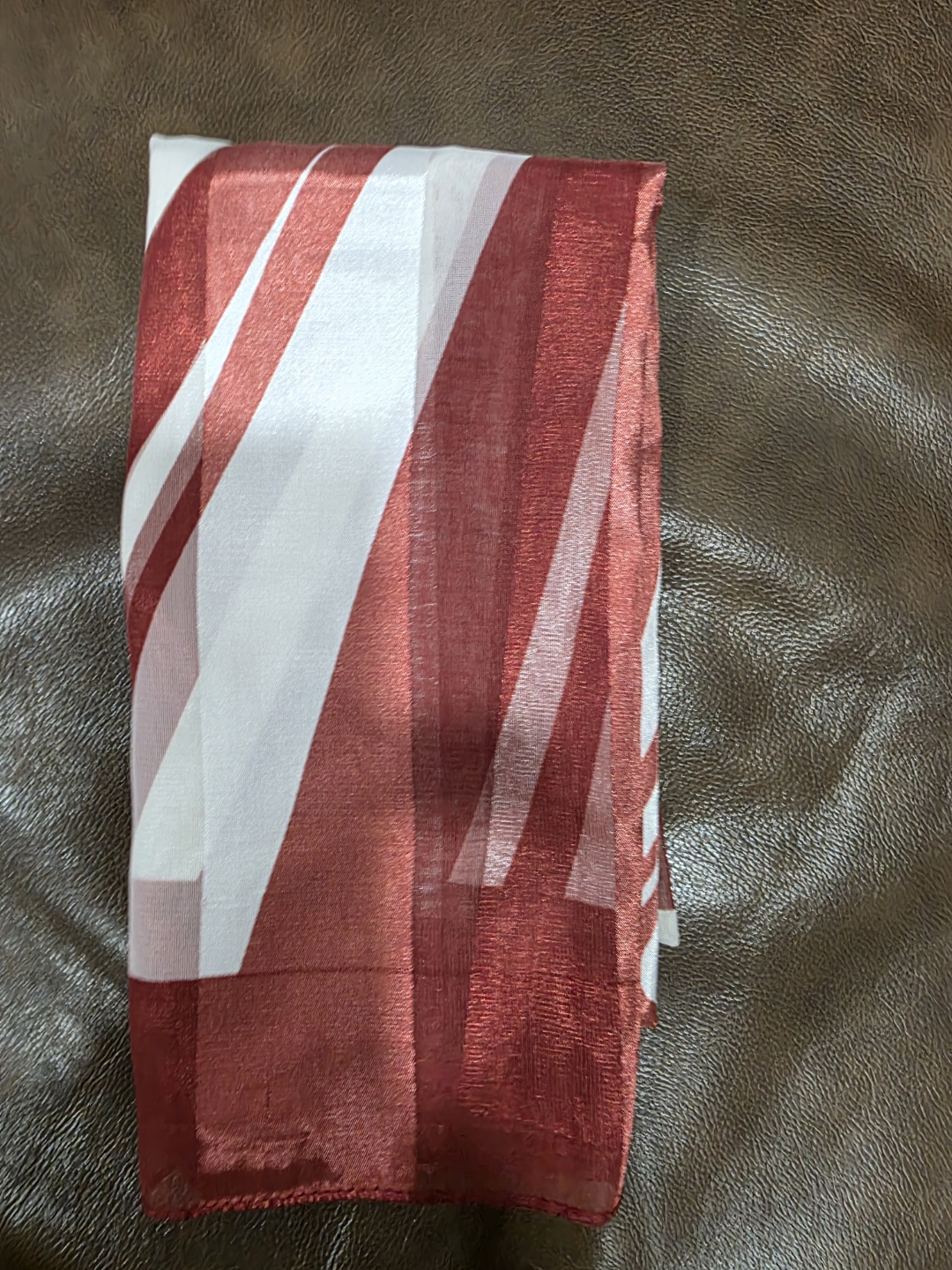 Red and White Striped Sheer Scarf