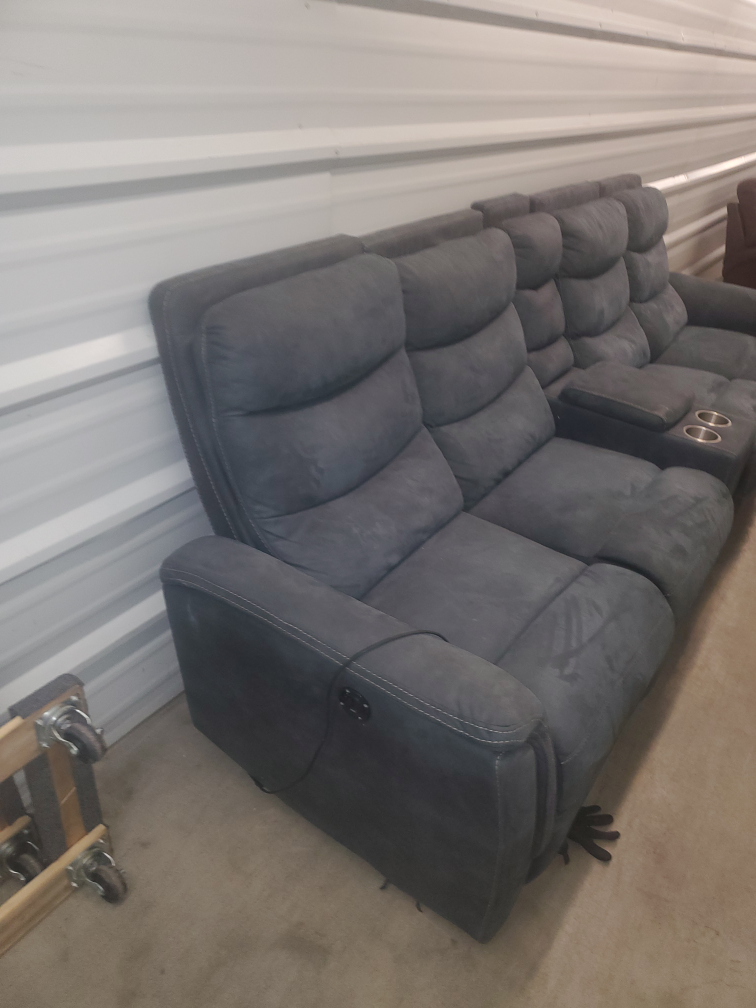 BOB'S Dark Blue/Gray Suede Reclining Sofa - photo 4