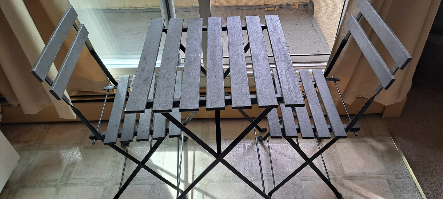Black Metal Bistro Set with Folding Table and Chairs