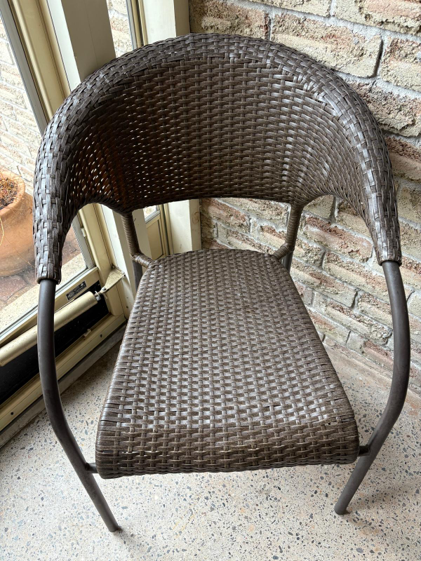 3-Piece Patio Set - Wicker Chairs and Glass-Top Table - photo 2