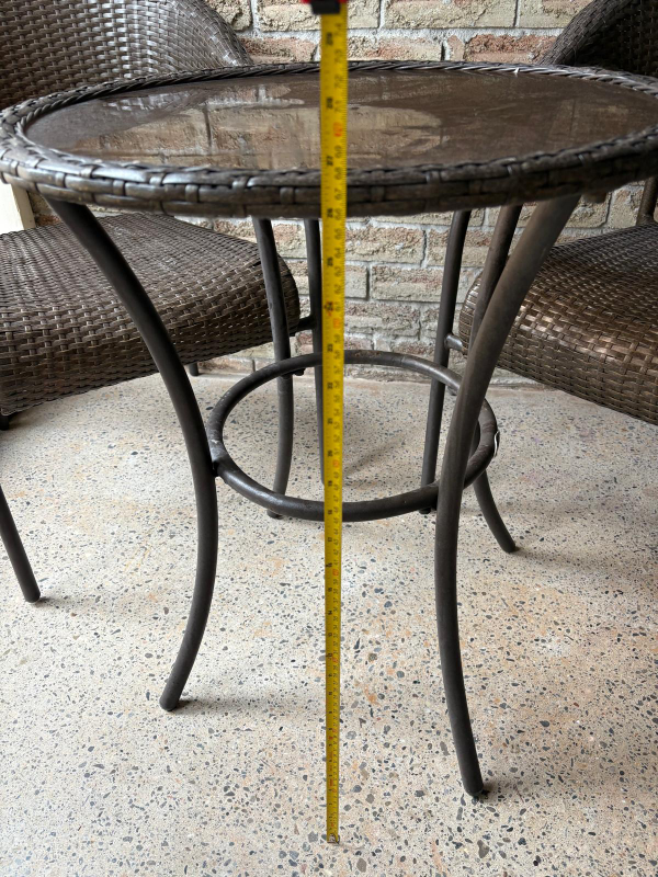 3-Piece Patio Set - Wicker Chairs and Glass-Top Table - photo 4