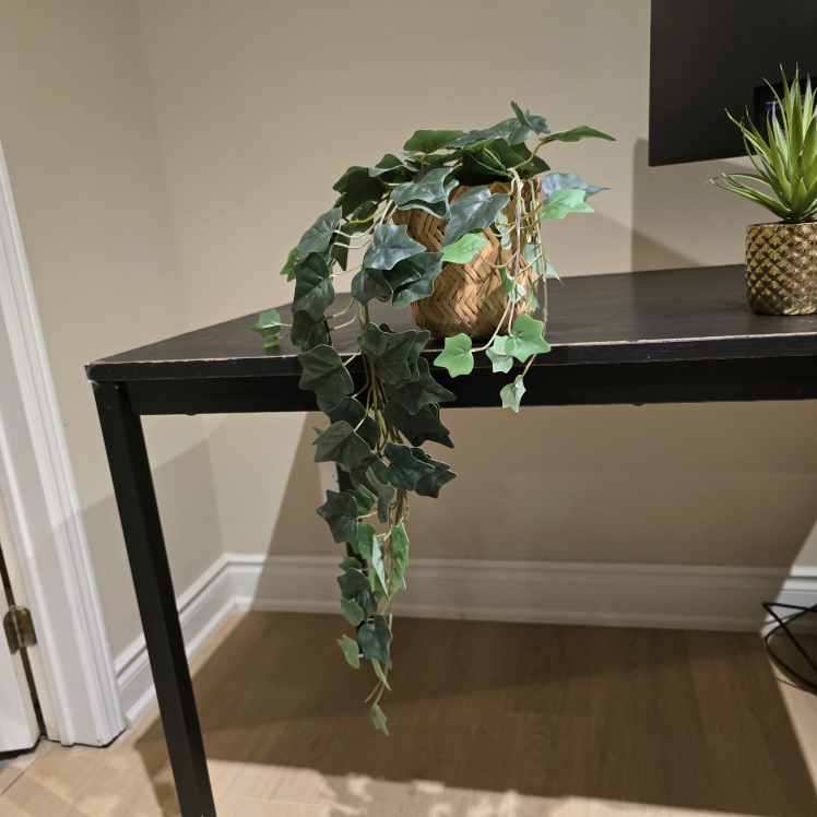 Artificial Hanging Ivy Plant in Woven Basket