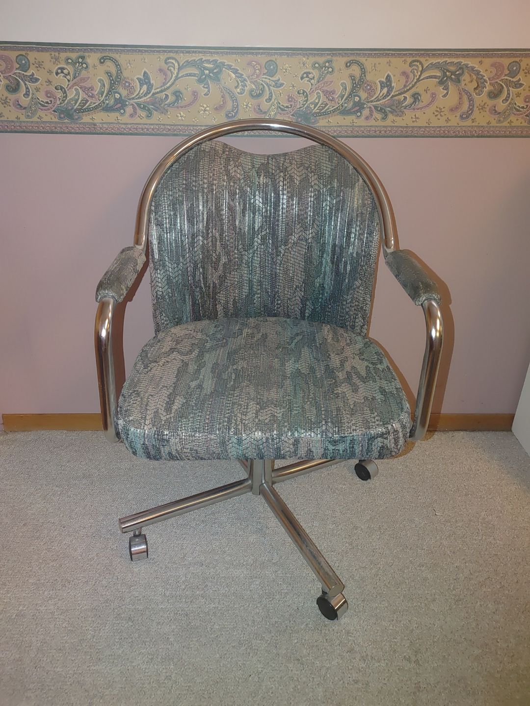 Vintage Swivel Desk Chair with Chrome Frame