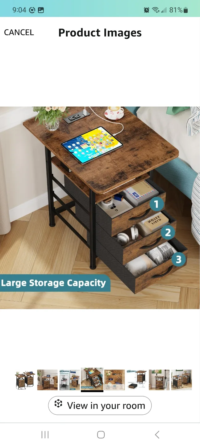 GYIIYUO Nightstand 2 pack with USB and Outlets brand new image indicator(3)