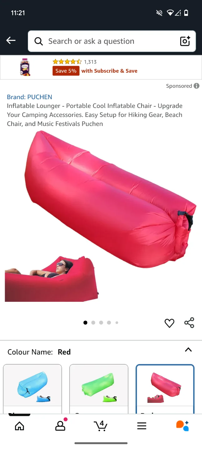 PUCHEN Inflatable Lounger - Portable Camping Chair thumbnail