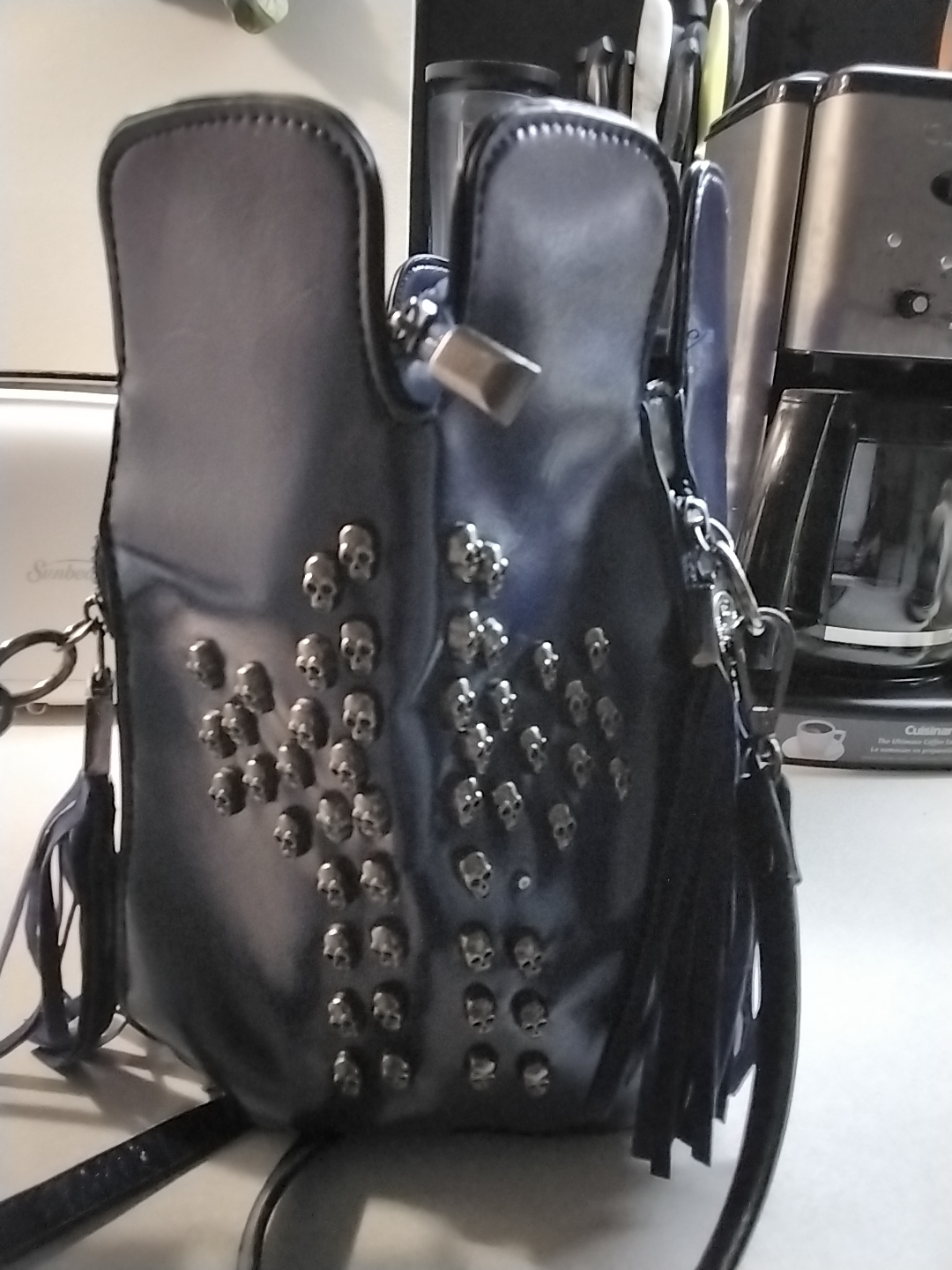 Dark Blue Skull Studded Handbag - photo 2