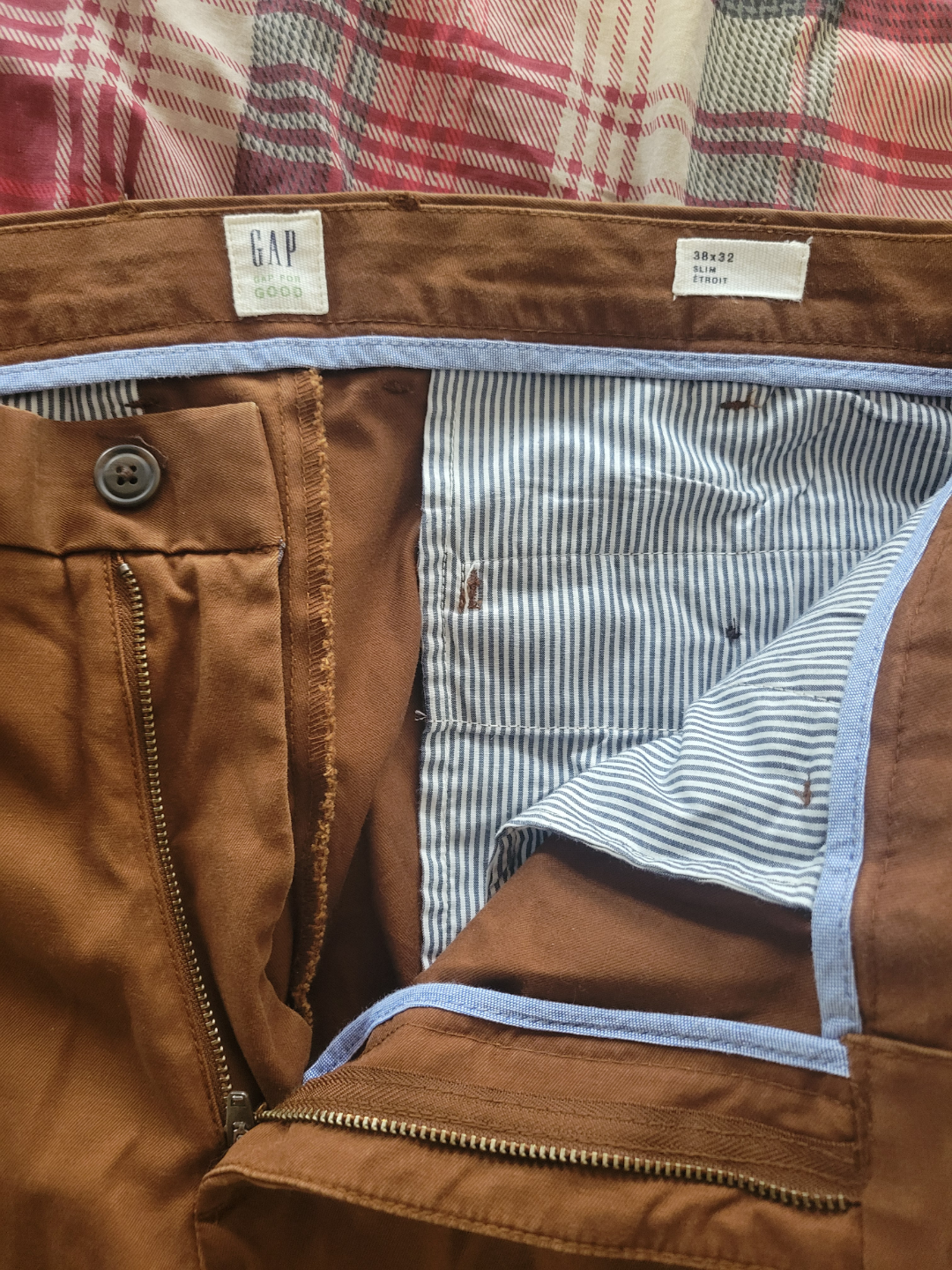 Men's Gap Slim Fit Brown Chinos - Size 38x32 - photo 2