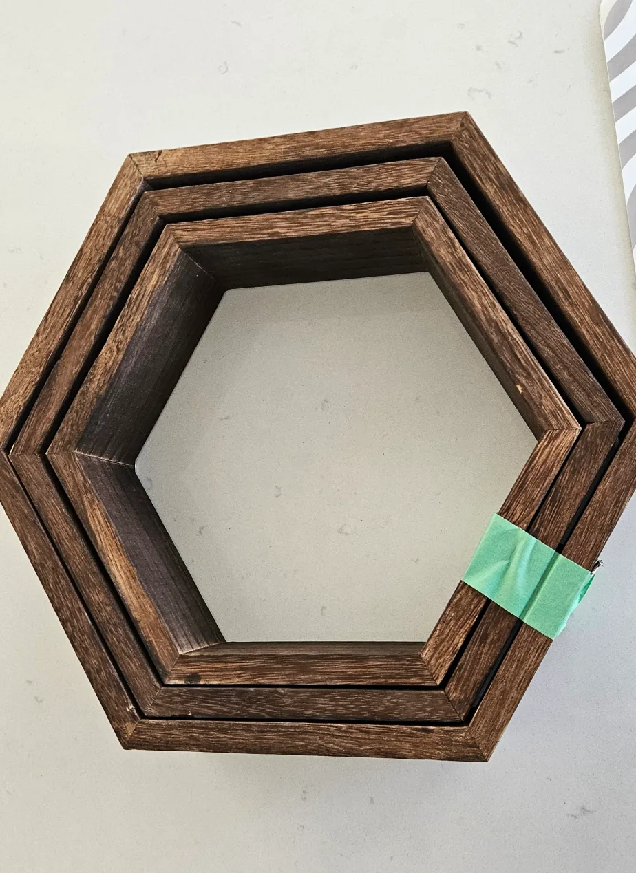2 Sets of Three Hexagon Wooden Shelves image indicator(3)