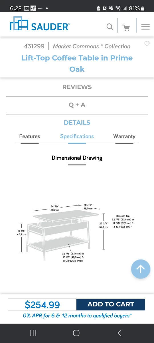 Sauder Market Commons Lift-Top Coffee Table in Prime Oak image indicator(3)