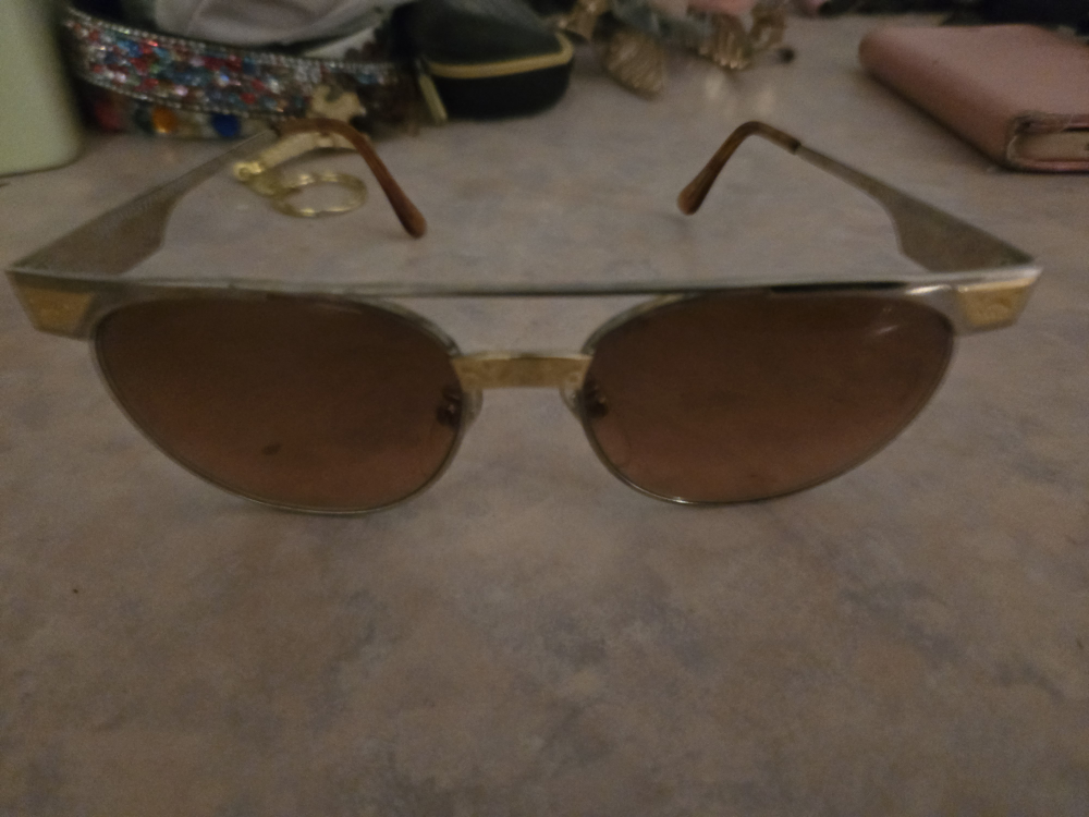 Vintage Sunglasses, Round Metal Frame, Brown Lenses - photo 2