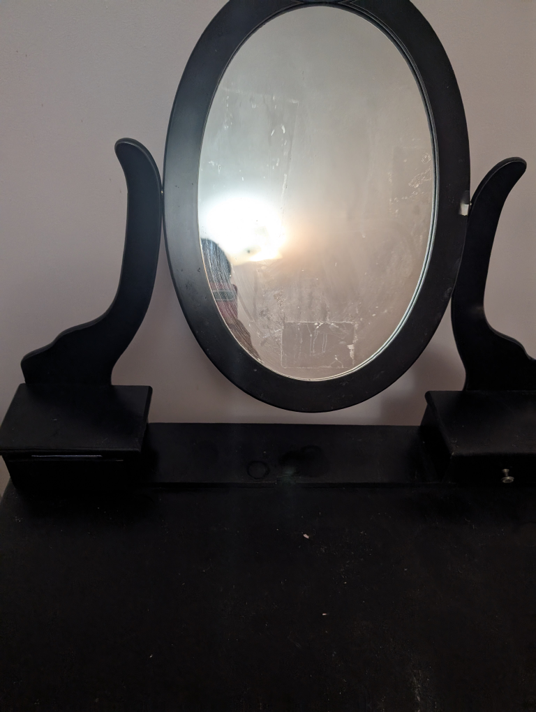 Black Vanity with Mirror and Drawers - photo 2