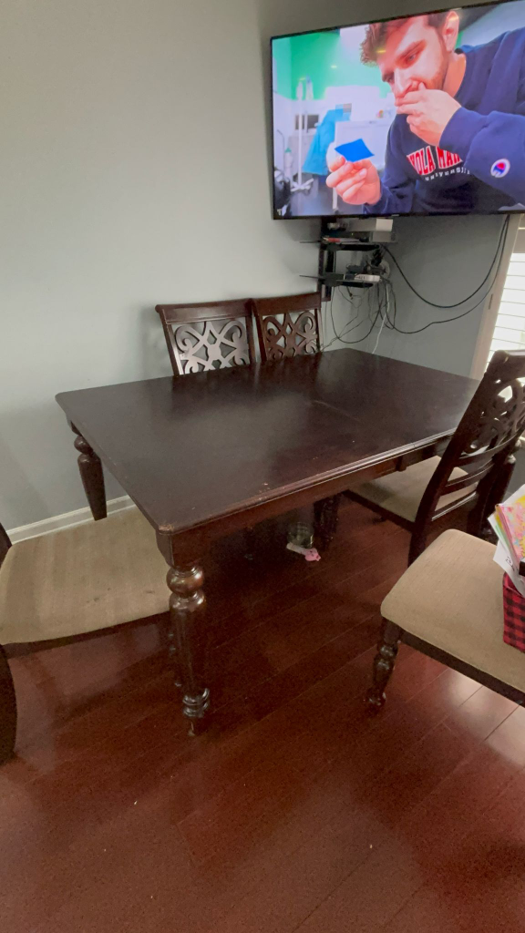 Dark Brown Wooden Dining Table with Five Chairs - photo 4
