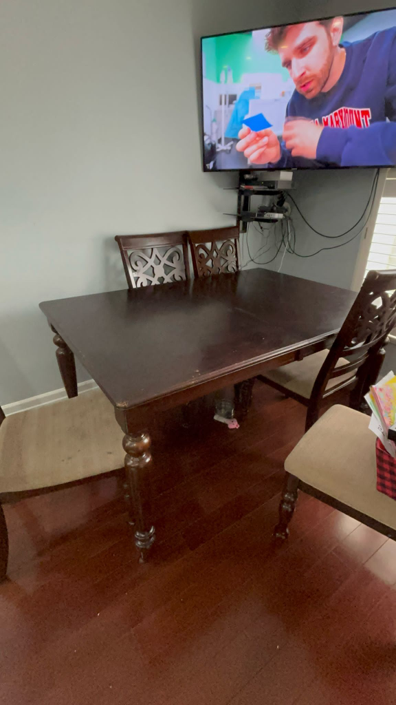 Dark Brown Wooden Dining Table with Five Chairs - photo 5