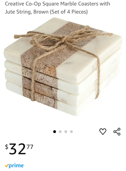 Set of 4 Marble Coasters with Wood Accents image indicator(3)