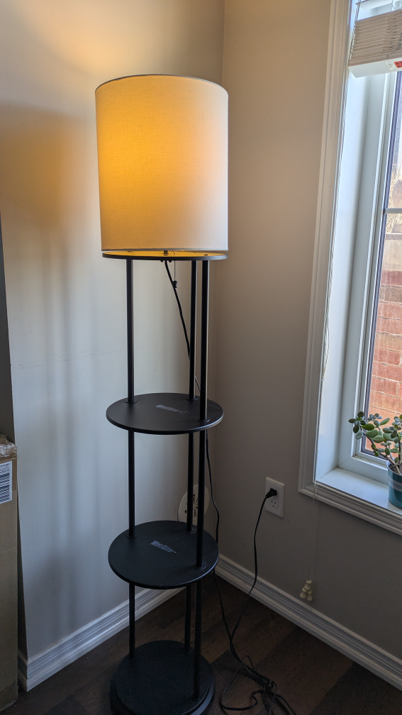 Black Floor Lamp with 3 Shelves