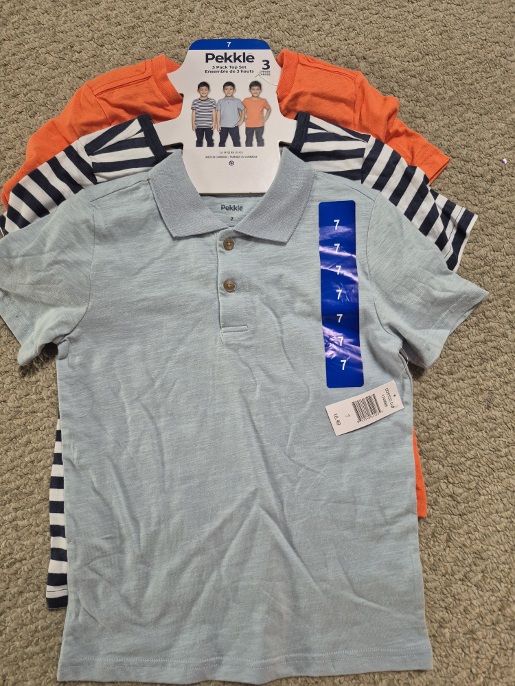 Pekkle 3-Pack Boy's Size 7 T-Shirt Set