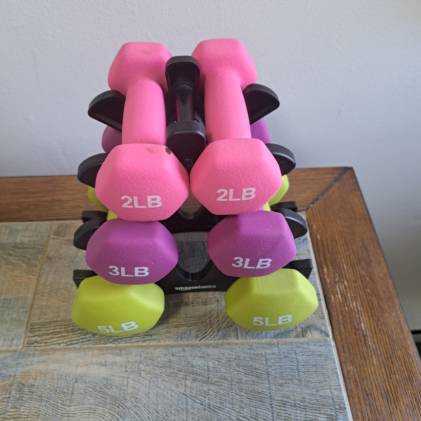 AmazonBasics Neoprene Dumbbell Set with Rack - photo 2