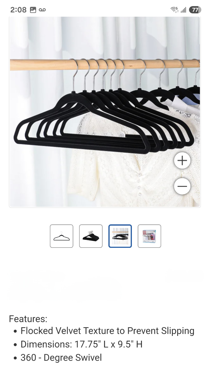 Black Velvet Non-Slip Hangers - 45pcs Available - photo 4