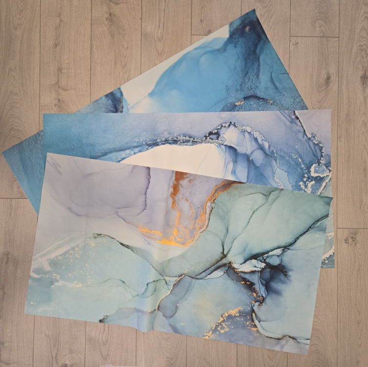 Blue Water Wave Tide Canva Drawing Wall Decor Display
