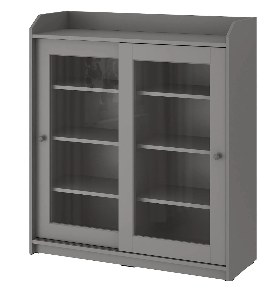 Gray Sliding Door Storage Cabinet