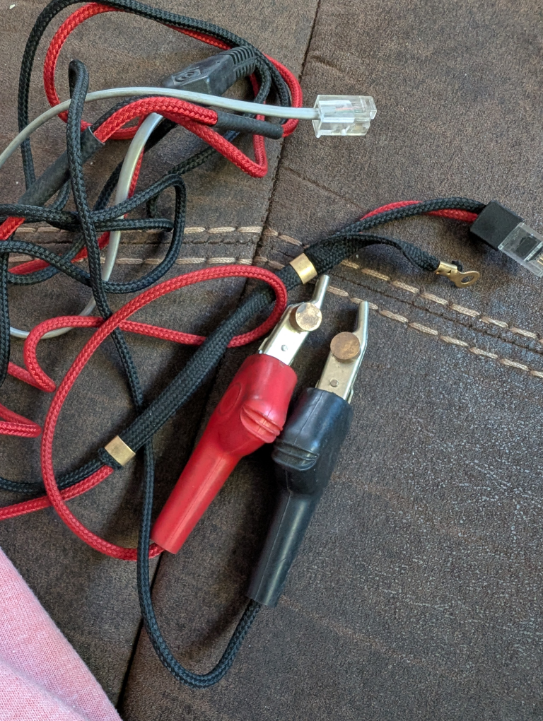 Pair of Alligator Clips with Telephone Cord