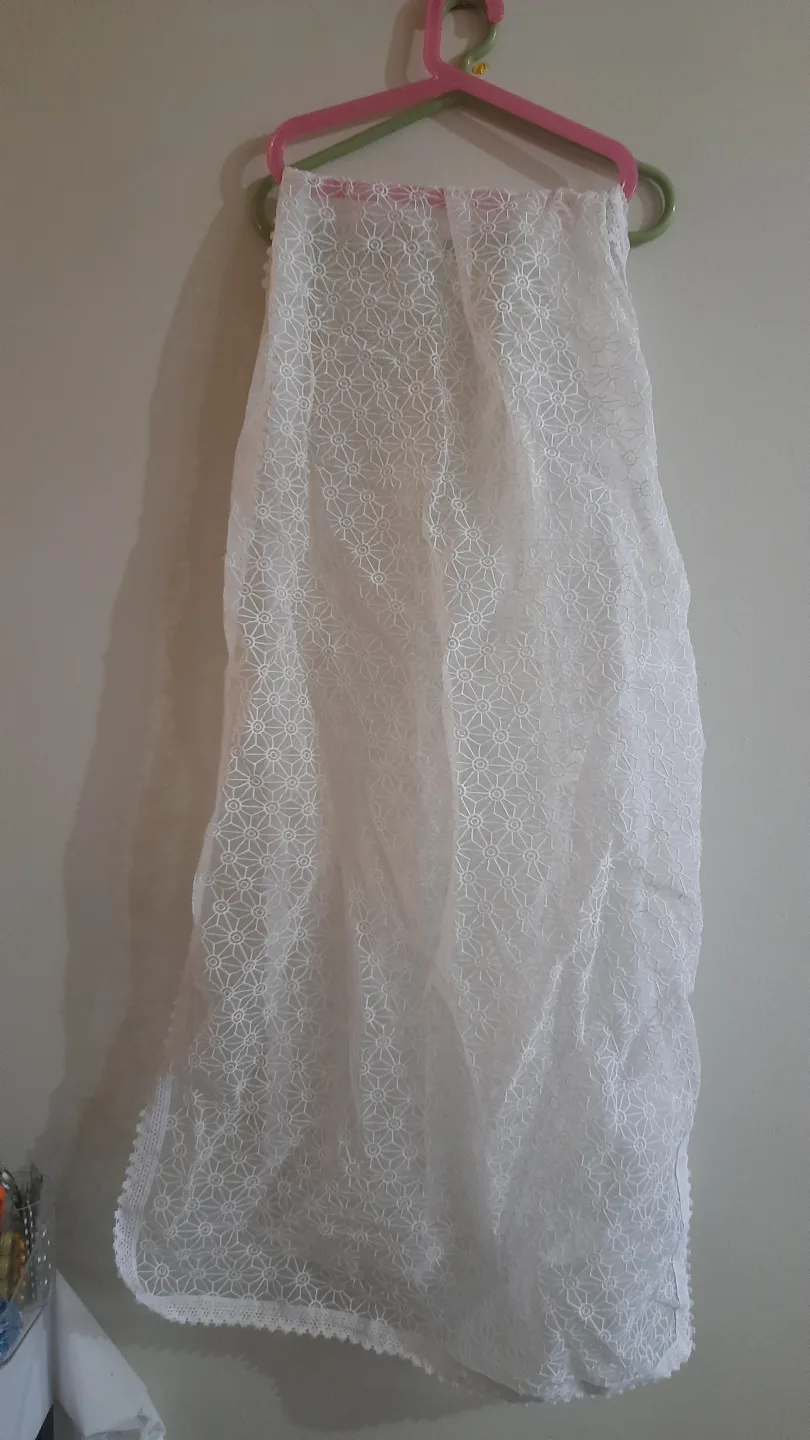 White Embroidered Sheer Scarf/ dupatta thumbnail