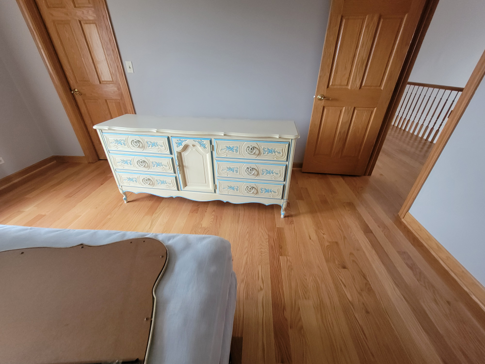 MCM dresser with mirror and head board