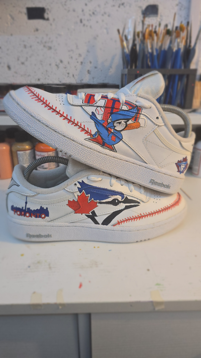 Custom Toronto Blue Jays Reebok Club C 85 Sneakers