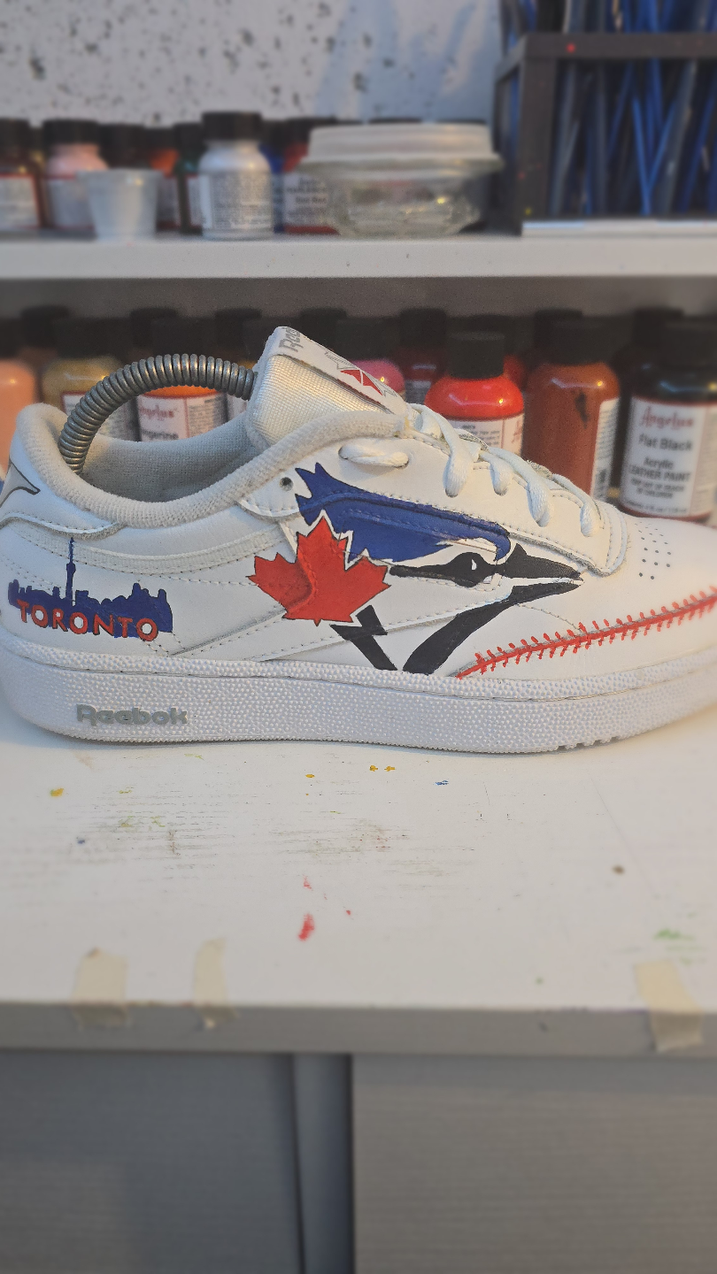 Custom Toronto Blue Jays Reebok Club C 85 Sneakers - photo 3