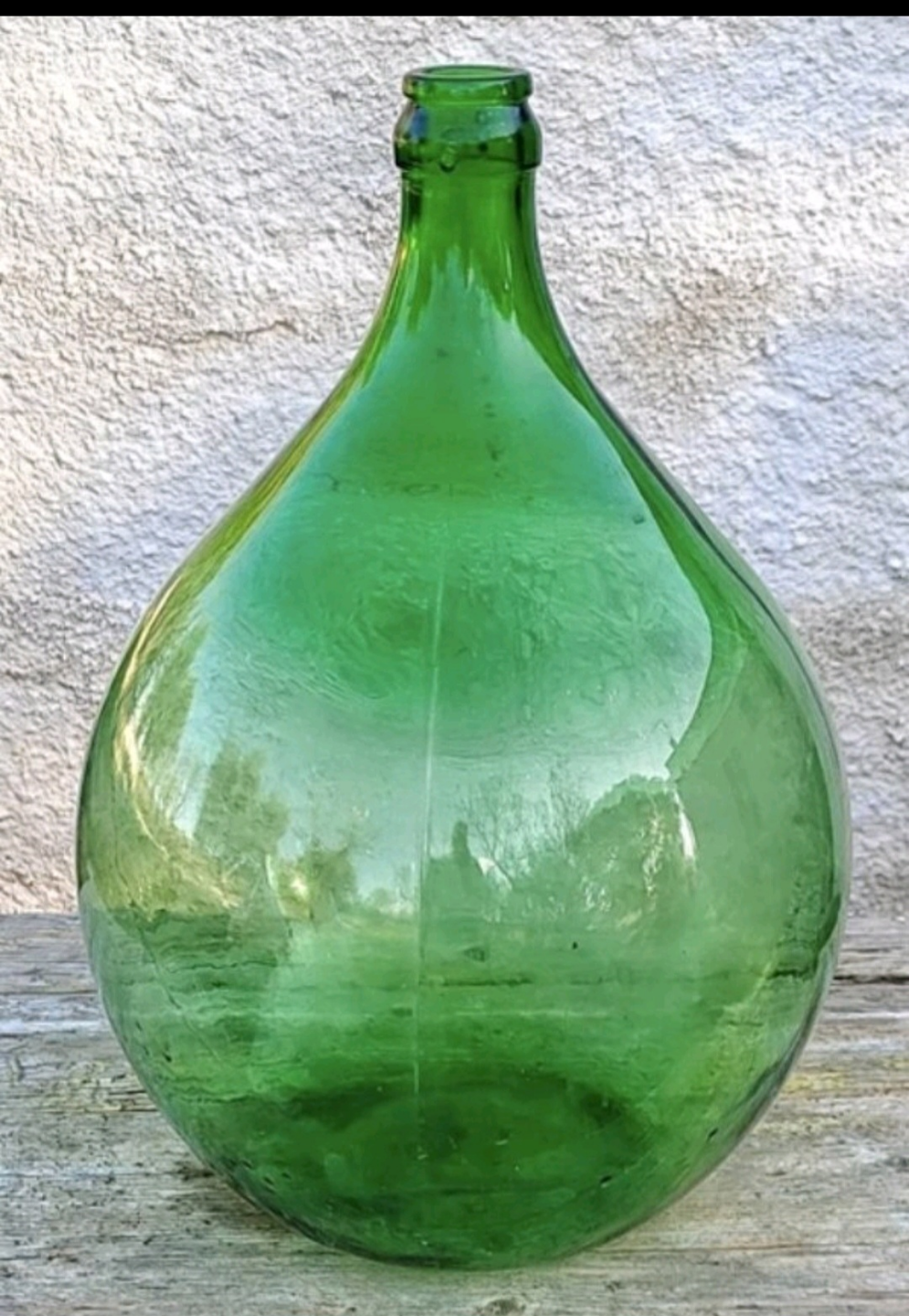 Large Green Glass Bottle, Vintage Decor