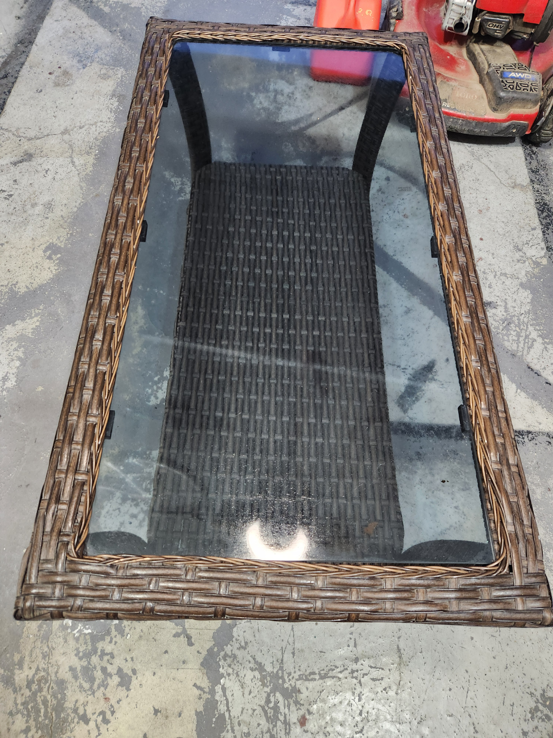 Wicker Patio Coffee Table with Glass Top - photo 3
