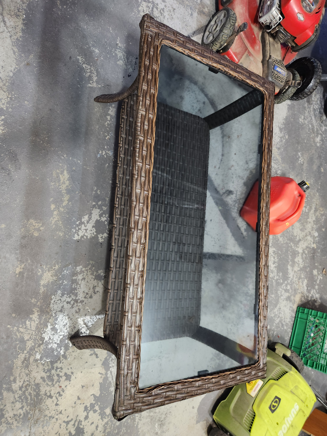 Wicker Patio Coffee Table with Glass Top - photo 4